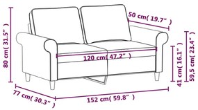 Canapea cu 2 locuri, crem, 120 cm, material textil Crem, 152 x 77 x 80 cm