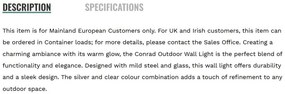 Aplica de perete iluminat exterior traditional IP44 Conrad