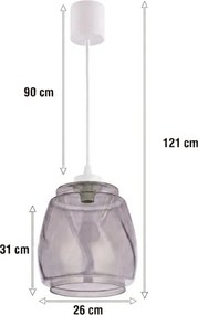 Brilagi - Lustru LED suspendat pe cablu RETRO GLASS 1xE27/60W/230V Ø 26 cm alb/gri fumuriu