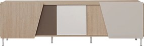Comodă TV Miraza 180 cm geometrică - decor stejar scandi / bej / alb / maro