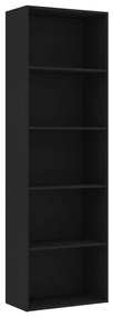 800991 vidaXL Bibliotecă cu 5 rafturi, negru, 60x30x189 cm, PAL