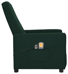 Fotoliu de masaj rabatabil electric, verde inchis, textil 1, Verde inchis