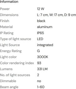 Aplica LED iluminat exterior IP65 Badia negru