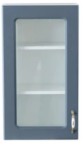 Corp superior 40 vitrina cu 1 usa Zebra MDF albastru drept