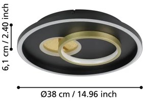 Plafonieră LED Eglo 901244 TIRIOLO 1xLED/14W/230V + 1xLED/8,5W negru/auriu