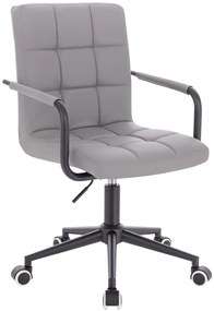 HC1015KP Scaun Gri Piele Ecologica Bază Neagră