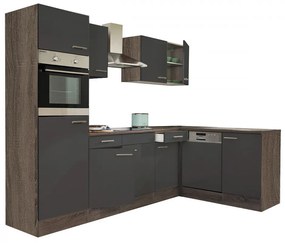 Mobilă de bucătărie de colț Yorki 280, corp stejar Yorki, față antracit satinat