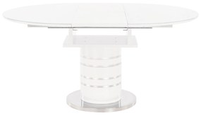 Masă dining extensibilă, alb extra lucios HG, diametru 120 cm, ZAMON