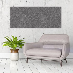 Tablou - Frunze de palmier gri (120x50 cm)