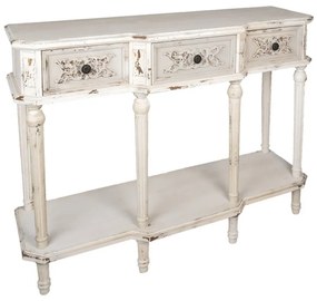 Consola alba, din lemn, cu aspect vintage, Marivelle