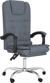 vidaXL Fotoliu de birou rabatabil cu masaj, gri închis, catifea