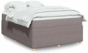 vidaXL Pat box spring cu saltea, gri taupe, 160x200 cm material textil