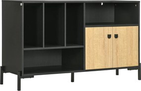 HOMCOM Dulap Modern pentru Living și Dormitor cu Ușă Dublă și 5 Compartimente Deschise, Design Elegant, Negru | Aosom Romania