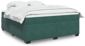 vidaXL Pat box spring cu saltea, verde închis, 180x200 cm, catifea