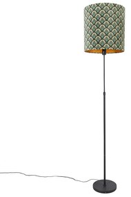 Lampă de podea cu abajur negru cu design de păun 40 cm reglabil - Parte