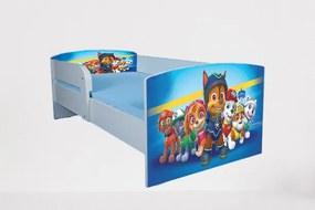 Pat Copii 2-8 Ani Paw Patrol Blue, Cu Protectie Si Saltea De 140x70 Cm Inclusa Ptv4477