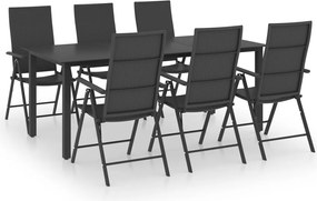 vidaXL Set mobilier de grădină, 7 piese, negru