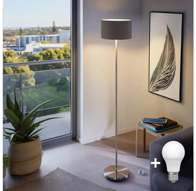 Lampă de podea LED TUNJA 1xE27/20W/230V Ø 30 cm crom mat/maro