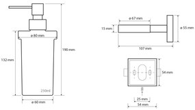 Dozator de săpun SAPHO XQ100 X-Square 250ml, crom