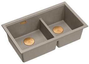 Chiuveta compozit incastrata Quadron Logan 120 bej soft taupe - cupru 76x45 cm