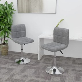 vidaXL Scaune de bucătărie pivotante, 2 buc., gri deschis, textil