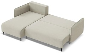 Colțar bej extensibil/cu spațiu de depozitare (cu colț pe partea stângă) Luana – Makamii