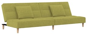 Canapea extensibila cu 2 locuri, 2 perne, verde, textil Verde, Fara suport de picioare