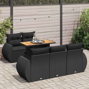 vidaXL Set mobilier de grădină cu perne, 6 piese, negru, poliratan