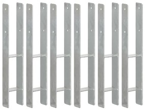 vidaXL Ancore de gard, 6 buc., argintiu, 9x6x60 cm, oțel galvanizat