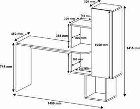 Masă ce birou Acelya Walnut and White