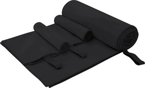 vidaXL Set de Prosoape Sport 3 pcs Negru Poliester și poliamidă