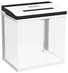 PawHut Acvariu de 13L, de Sticla cu Filtru, Iluminare cu LED-uri, Pompa de Apa, 29x20x30,5cm - Alb