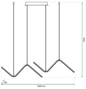 Lustră LED pe cablu VERTE 2xLED/11W/230V negru