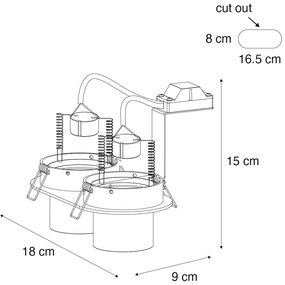 Spot îngropat negru GU10 50mm 2 lumini - Installa
