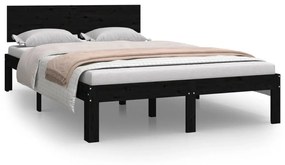 810494 vidaXL Cadru de pat, negru, 120x200 cm, lemn masiv de pin