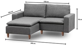 Colțar gri (cu colț pe partea stângă ) Lungo – Balcab Home