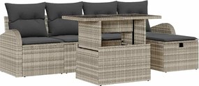 vidaXL Set de canapele pentru grădină 6 pcs Gri deschis Rattan poli