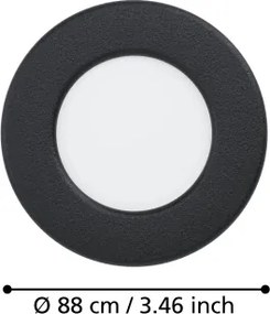 Eglo 901385 - Set 3x spoturi încastrate FUEVA, LED 3,7 W, 230 V, Ø 8,8 cm, negru