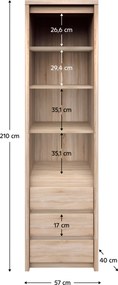 Etajeră TYP 6, PAL melaminat, stejar sonoma, NORTY