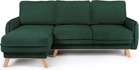 Colțar verde închis extensibil/cu spațiu de depozitare cu tapițerie din catifea reiată Tori – Bonami Selection