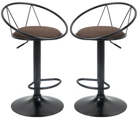 HOMCOM Set 2 scaune de bar, Pivotante, Suport pentru picioare, Inaltime reglabila, 51x46x78-100cm, Maro