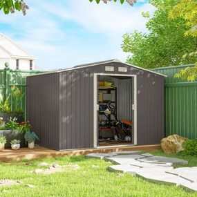 Outsunny magazie scule si unelte, casuta de gradina din fier, sopron pentru exterior 277x195x192 cm | Aosom Romania