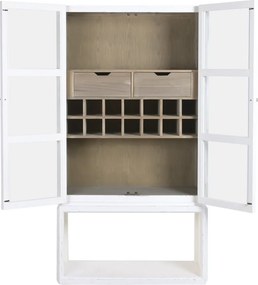 Bar din lemn de ulm și sticlă, alb, finisaj natural, 149 x 98 x 42 cm, „Vallon”