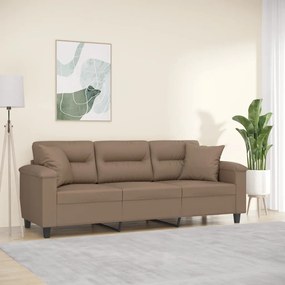 3153310 vidaXL Canapea cu 3 locuri, perne&pernuțe cappuccino 180 cm piele eco