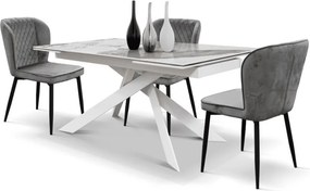 SET 4 Scaune Manta, structura metalica, catifea - STANDARD - NEGRU - ROZ PUDRAT - CATIFEA