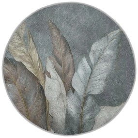 Covor verde/gri lavabil rotund ø 150 cm Dusty Leaves – Mila Home
