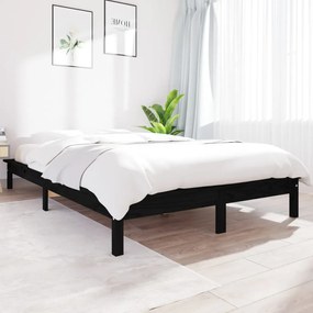820580 vidaXL Cadru de pat, negru, 120x190 cm, mic, dublu, lemn masiv de pin