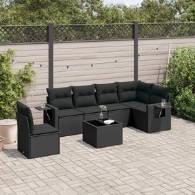 3252572 vidaXL Set canapele de grădină cu perne, 7 piese, negru, poliratan