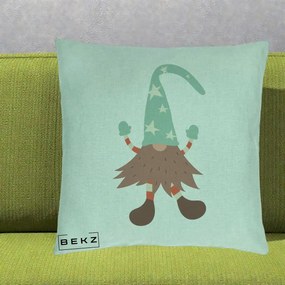 Perna Decorativa Pitic Gnom Nordic cu Cadou Menta, 40x40 cm, Verde Menta, Husa Detasabila, Perna Inclusa, BEKZ®