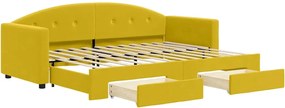 vidaXL Pat de zi cu extensie și sertare, galben, 80x200 cm, catifea